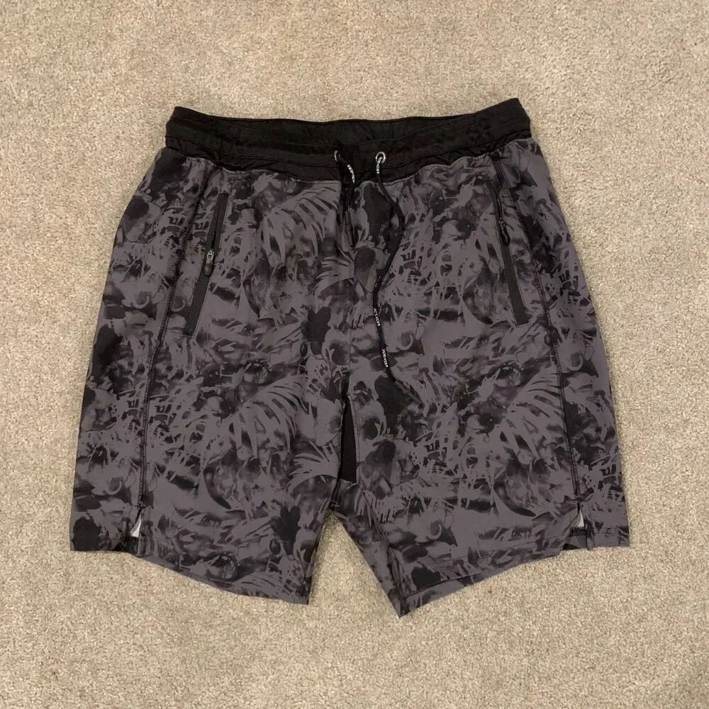 Body Glove Men's Sz 36 Surf Gym Board Shorts Swim Black Gray Tropical Print